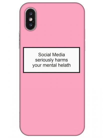 iPhone X Social Media Pembe Telefon Kılıfı