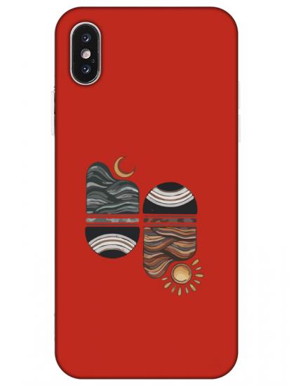 iPhone X Sunset Wave Kırmızı Telefon Kılıfı