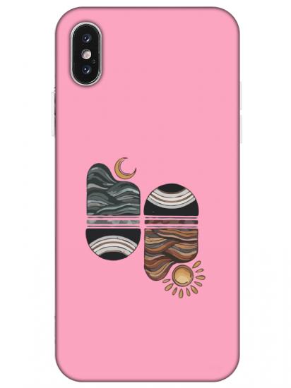 iPhone X Sunset Wave Pembe Telefon Kılıfı