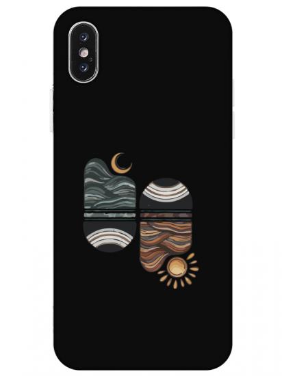 iPhone X Sunset Wave Siyah Telefon Kılıfı