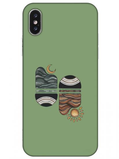 iPhone X Sunset Wave Yeşil Telefon Kılıfı