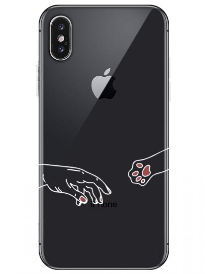 iPhone X Hand And Paw Şeffaf Telefon Kılıfı