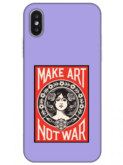 iPhone X Make Art Not War Lila Telefon Kılıfı