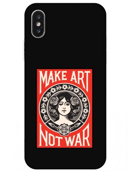 iPhone X Make Art Not War Siyah Telefon Kılıfı