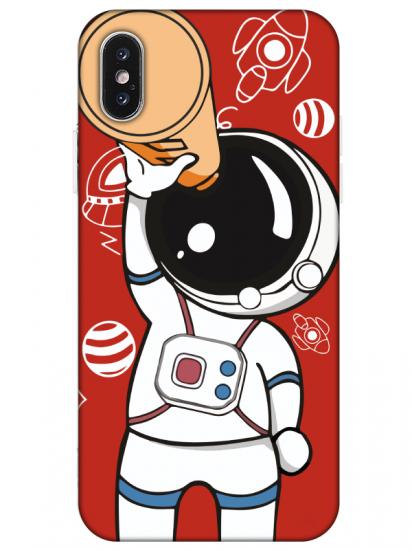 iPhone X Astronot Kırmızı Telefon Kılıfı