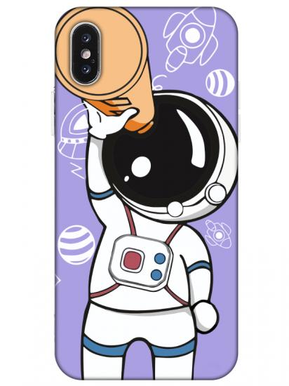 iPhone X Astronot Lila Telefon Kılıfı