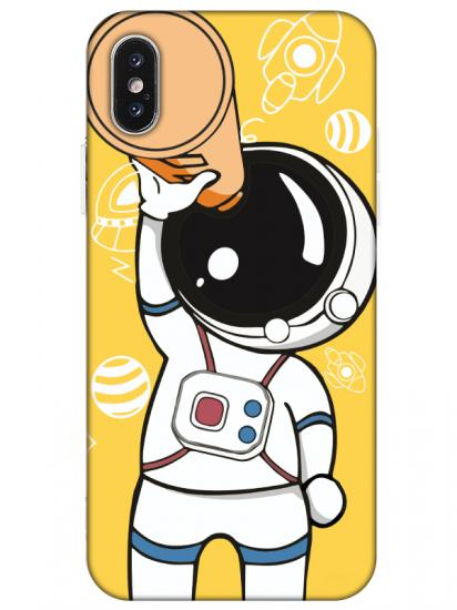 iPhone X Astronot Sarı Telefon Kılıfı