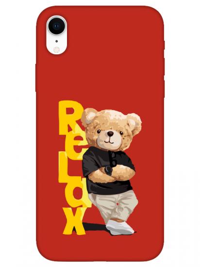 iPhone XR Teddy Bear Relax Kırmızı Telefon Kılıfı