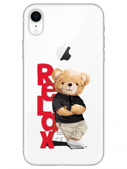 iPhone XR Teddy Bear Relax Şeffaf Telefon Kılıfı