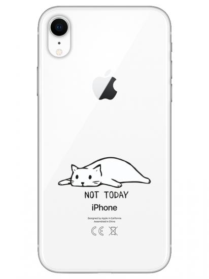 iPhone XR Not Today Kedi Şeffaf Telefon Kılıfı