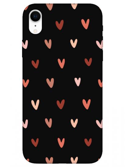 iPhone XR Kalp Desen Siyah Telefon Kılıfı