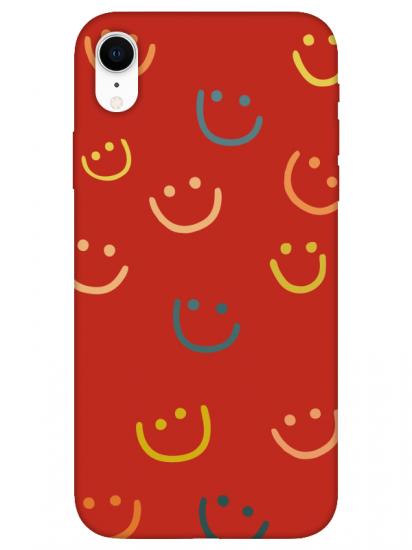 iPhone XR Emoji Gülen Yüz Kırmızı Telefon Kılıfı