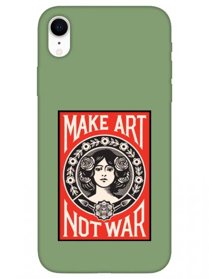 iPhone XR Make Art Not War Yeşil Telefon Kılıfı