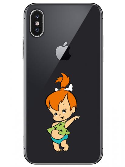 iPhone XS Taş Devri Kız Bebek Şeffaf Telefon Kılıfı