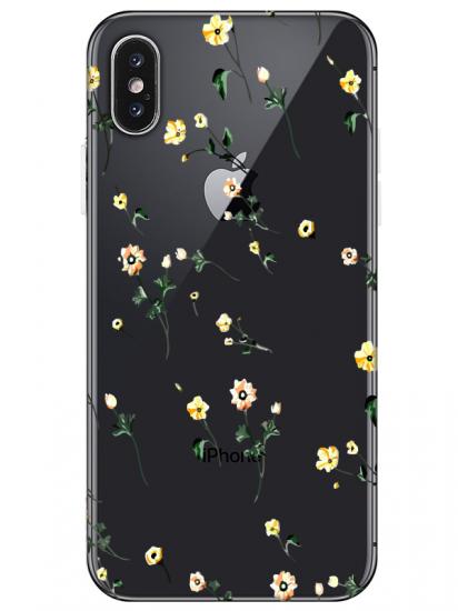 iPhone XS Çiçekli Şeffaf Telefon Kılıfı