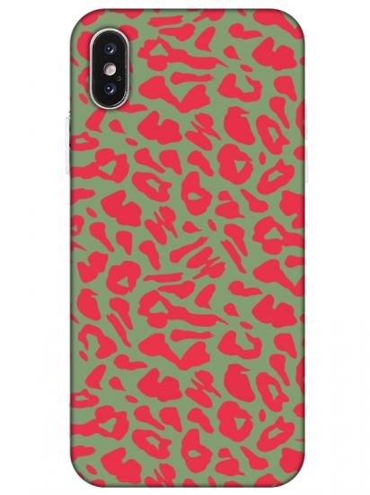 iPhone XS Leopar Desenli Yeşil Telefon Kılıfı