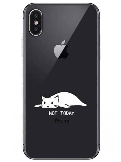 iPhone XS Not Today Kedi Şeffaf Telefon Kılıfı