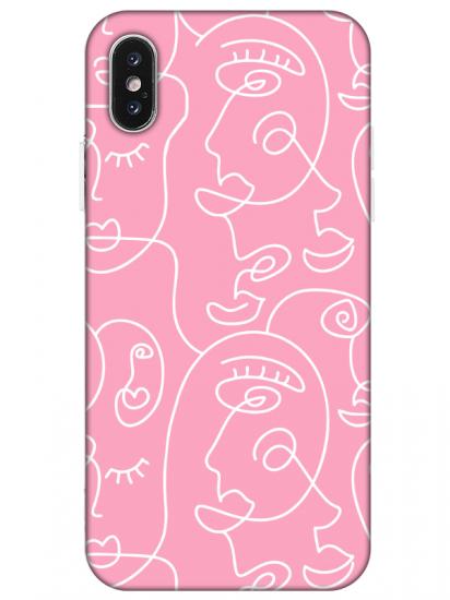 iPhone XS Face Art Pembe Telefon Kılıfı