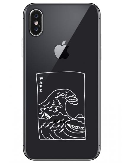 iPhone XS Kanagawa Wave Şeffaf Telefon Kılıfı