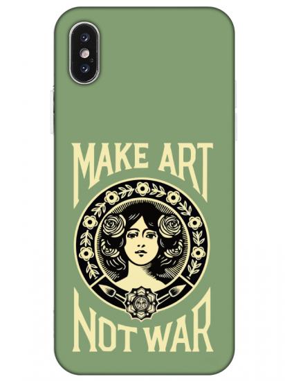 iPhone XS Make Art Not War Yeşil Telefon Kılıfı