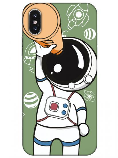 iPhone XS Astronot Yeşil Telefon Kılıfı