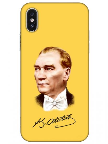 iPhone XS Max Atatürk İmzalı Sarı Telefon Kılıfı