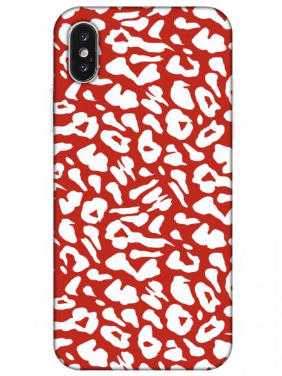 iPhone XS Max Leopar Desenli Kırmızı Telefon Kılıfı