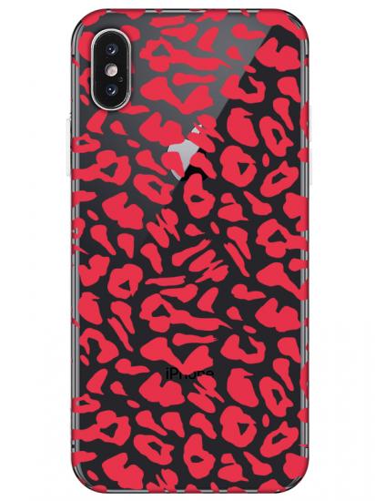 iPhone XS Max Leopar Desenli Şeffaf Telefon Kılıfı