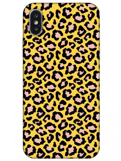 iPhone XS Max Leopar Desenli Sarı Telefon Kılıfı