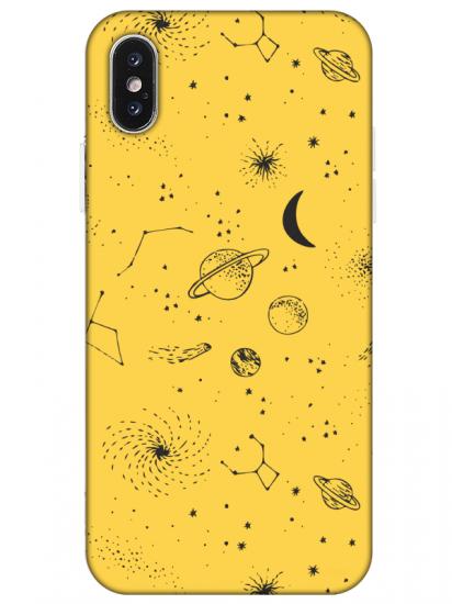 iPhone XS Max Gezegenler Sarı Telefon Kılıfı