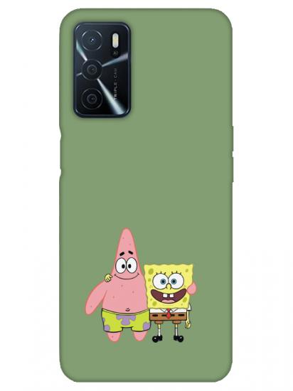 Oppo A16 Sünger Bob Ve Patrickstar Yeşil Telefon Kılıfı