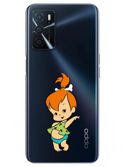 Oppo A16 Taş Devri Kız Bebek Şeffaf Telefon Kılıfı