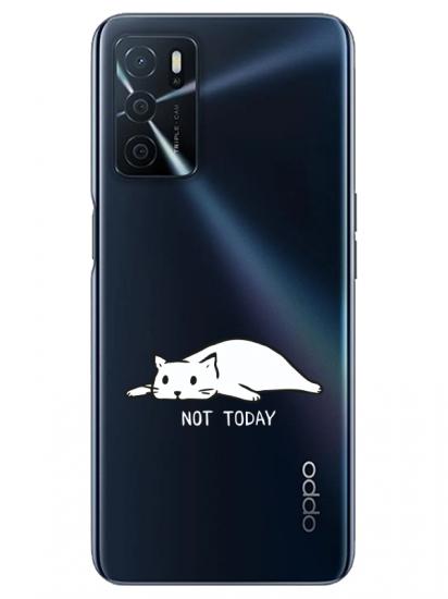 Oppo A16 Not Today Kedi Şeffaf Telefon Kılıfı