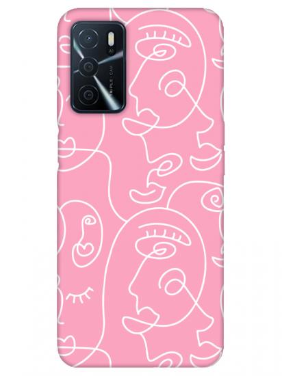 Oppo A16 Face Art Pembe Telefon Kılıfı