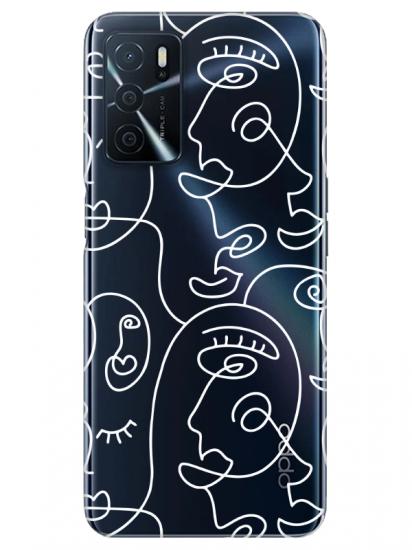 Oppo A16 Face Art Şeffaf Telefon Kılıfı