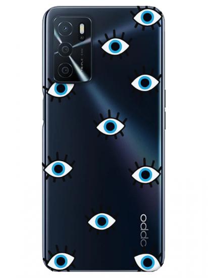 Oppo A16 Nazar Gözler Şeffaf Telefon Kılıfı