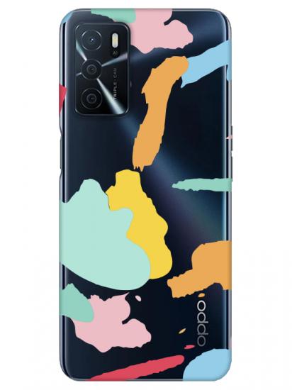 Oppo A16 Sanatsal Boyalar Şeffaf Telefon Kılıfı