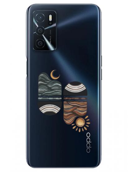 Oppo A16 Sunset Wave Şeffaf Telefon Kılıfı