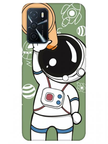 Oppo A16 Astronot Yeşil Telefon Kılıfı