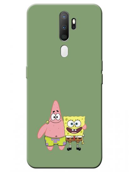 Oppo A5 2020 Sünger Bob Ve Patrickstar Yeşil Telefon Kılıfı