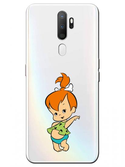 Oppo A5 2020 Taş Devri Kız Bebek Şeffaf Telefon Kılıfı