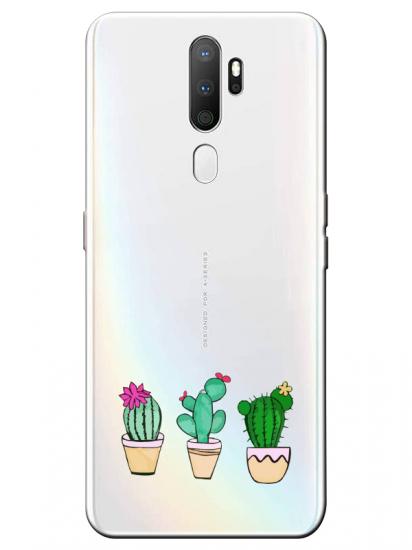 Oppo A5 2020 Kaktüs Şeffaf Telefon Kılıfı