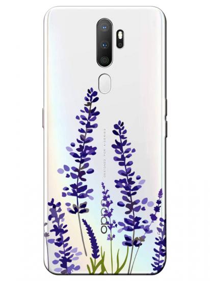 Oppo A5 2020 Lavanta Desenli Şeffaf Telefon Kılıfı