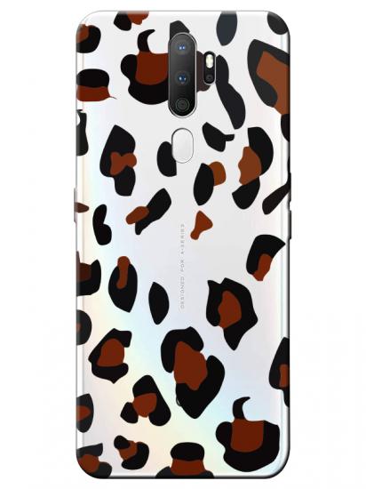 Oppo A5 2020 Leopar Desen Şeffaf Telefon Kılıfı