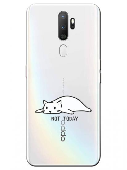 Oppo A5 2020 Not Today Kedi Şeffaf Telefon Kılıfı