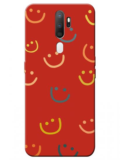 Oppo A5 2020 Emoji Gülen Yüz Kırmızı Telefon Kılıfı