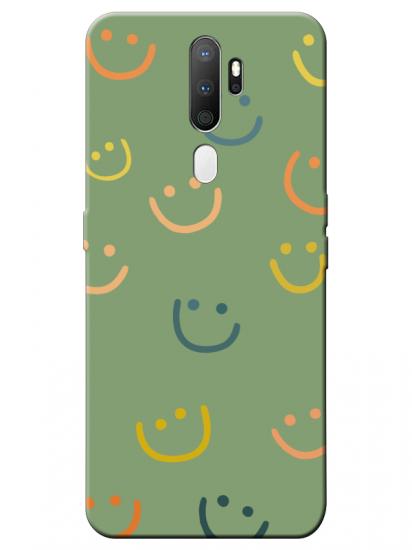 Oppo A5 2020 Emoji Gülen Yüz Yeşil Telefon Kılıfı