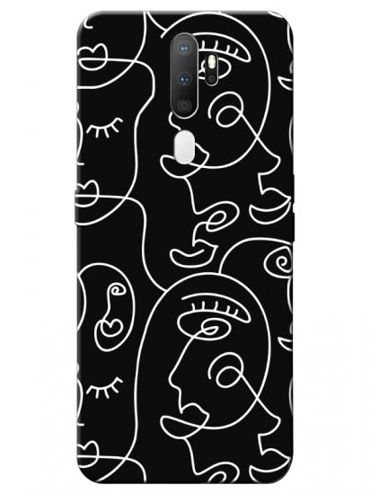 Oppo A5 2020 Face Art Siyah Telefon Kılıfı