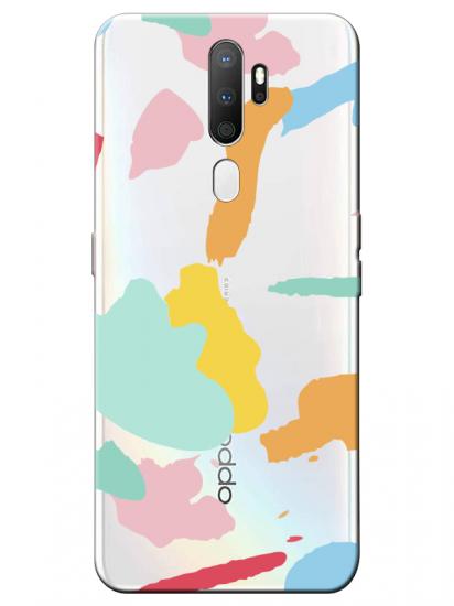 Oppo A5 2020 Sanatsal Boyalar Şeffaf Telefon Kılıfı