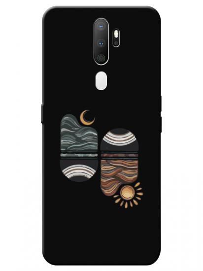 Oppo A5 2020 Sunset Wave Siyah Telefon Kılıfı